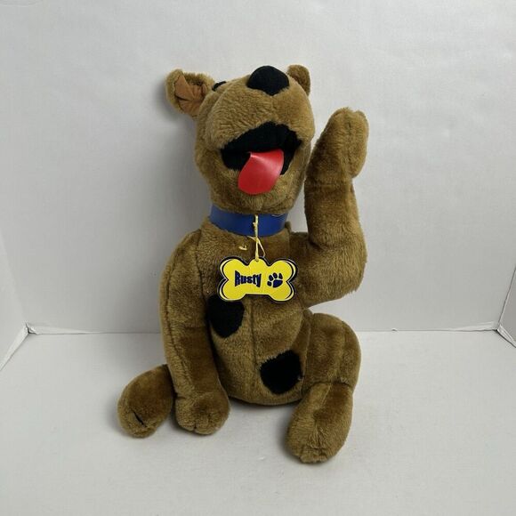 Rusty The Dog Plush Stuffed Animal Toy Works Brown Puppy Tongue Out Waving - Picture 1 of 4